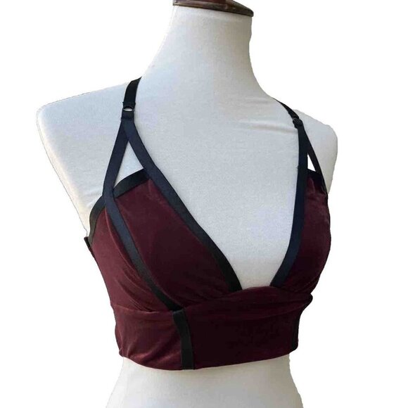Blue Life Fit Bralette L Burgundy Exhale Velvet Bralette in Garnet Size L - Picture 11 of 16